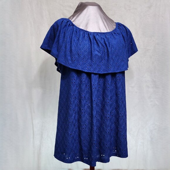 Blue Ruffled Lacy Blouse - Picture 1 of 10